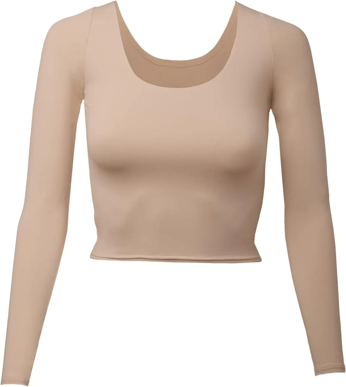 Almere Long Sleeve Top for Women, Contour Double-Lined Seamless Smooth Fabric Sleeved Basic Top w/Low Neck Cut