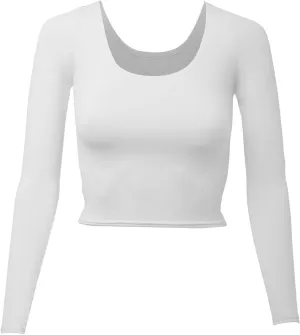 Almere Long Sleeve Top for Women, Contour Double-Lined Seamless Smooth Fabric Sleeved Basic Top w/Low Neck Cut