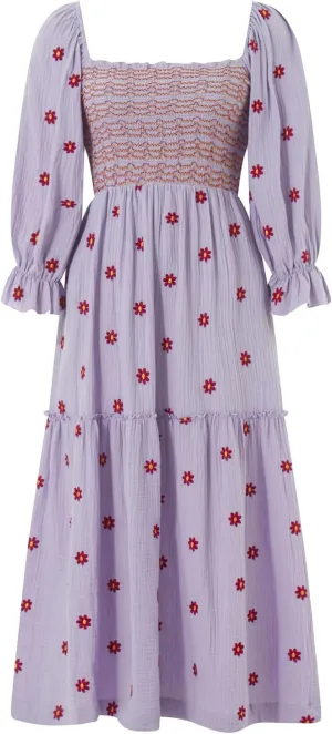 Argeousgor Women 2025 Bohemian Floral Dress Square Neck Ruffle Swing A Line Maxi Dress Long Sleeve Beach Long Dress