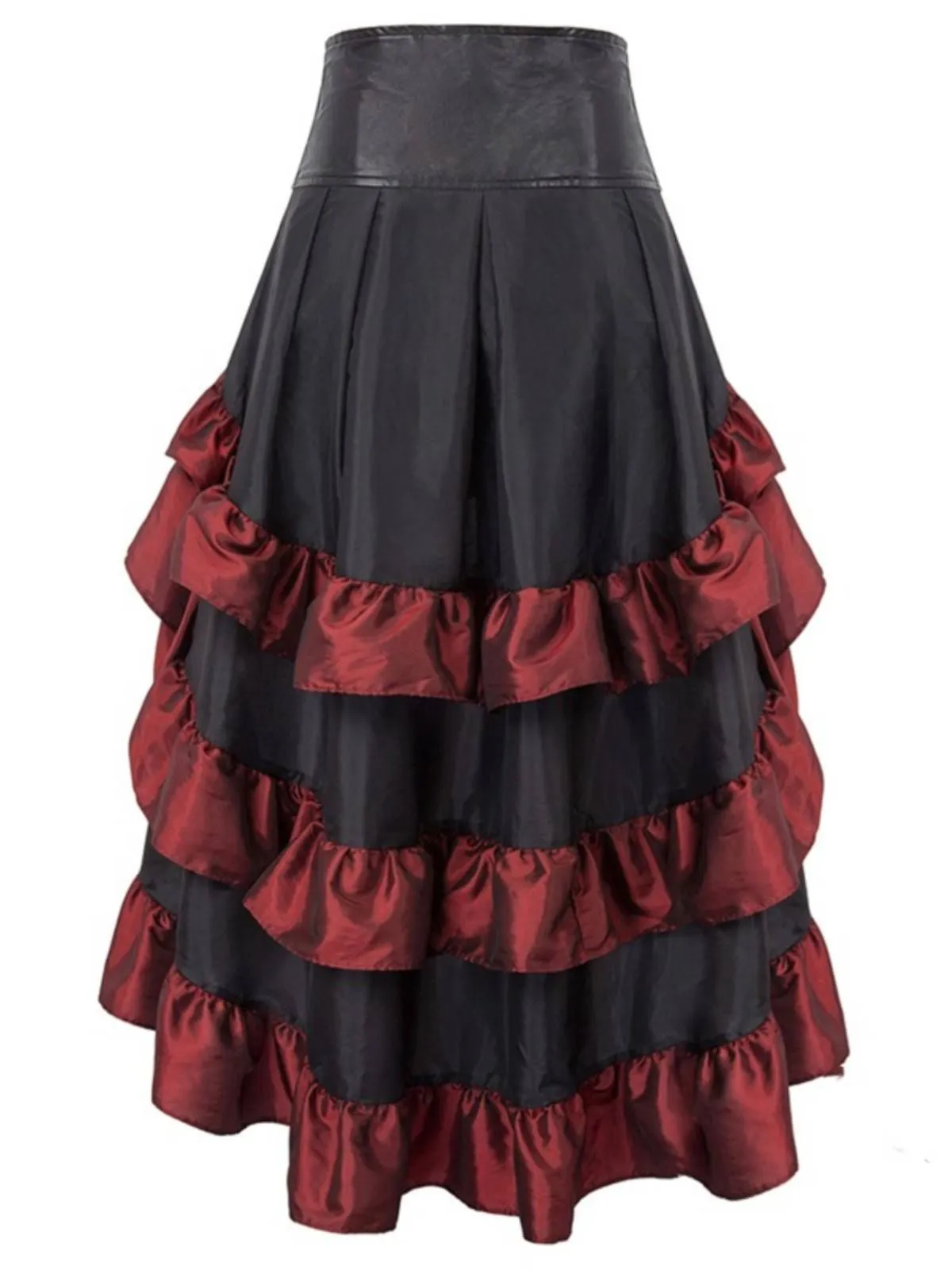 Brown Ruffle Patchwork Irregular Skirt