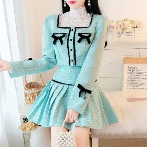 Candy Shoppe   Cardigan Top and Skirt  Complete Dress Set Kawaii Academia Y2K Cottagecore Coquette Fairycore Dollette Princesscore Bottoms