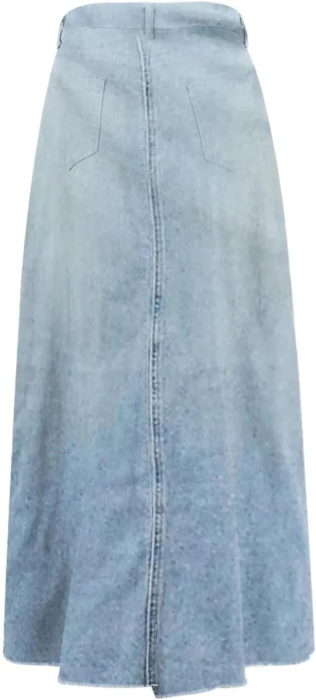 Long Denim Skirts for Women High Waist Denim Maxi Skirt Flared Jean Skirt Pencil Jean Skirts Y2k with Pockets