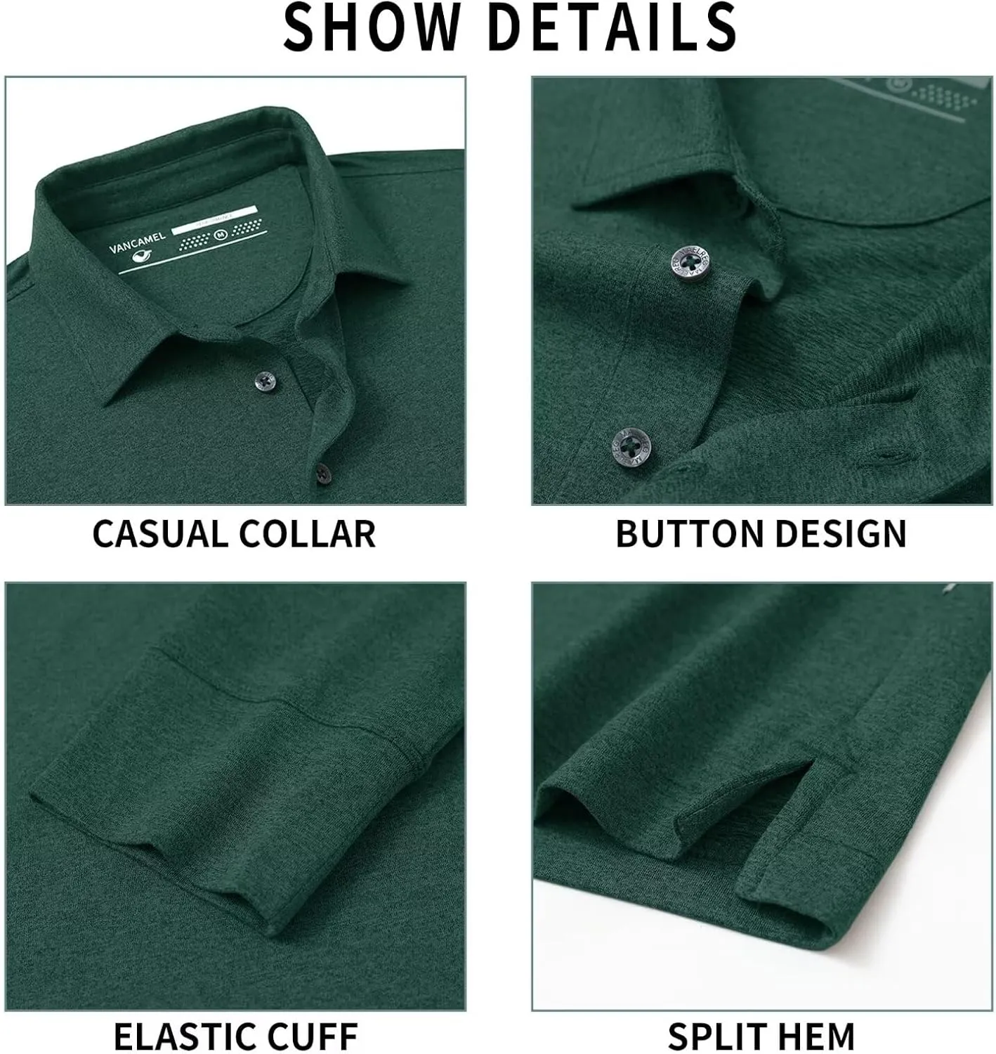 Mens Long Sleeve Classic Polo Shirts Casual Fashion Polo Shirts Office Work Golf Shirts for Men