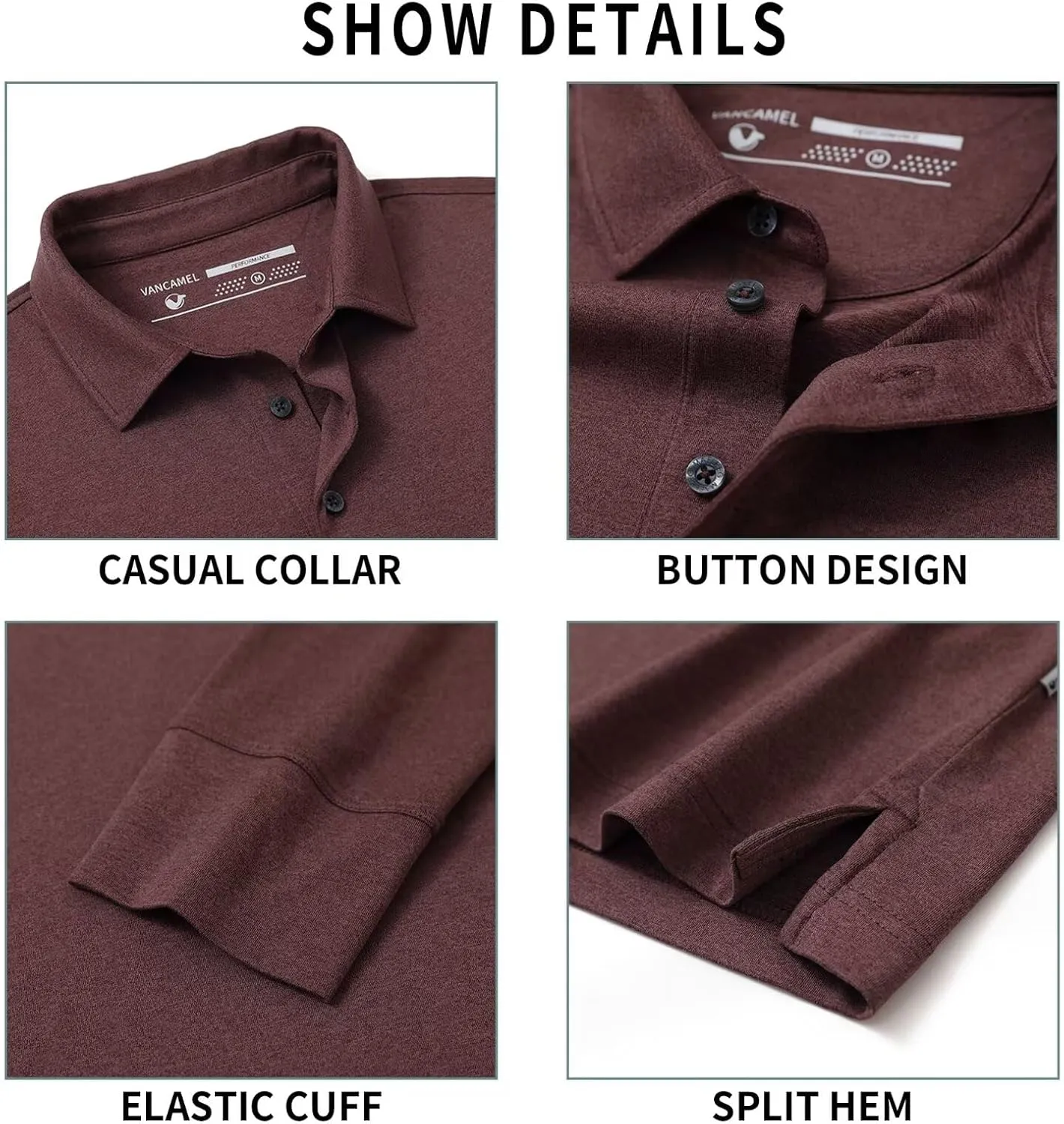 Mens Long Sleeve Classic Polo Shirts Casual Fashion Polo Shirts Office Work Golf Shirts for Men