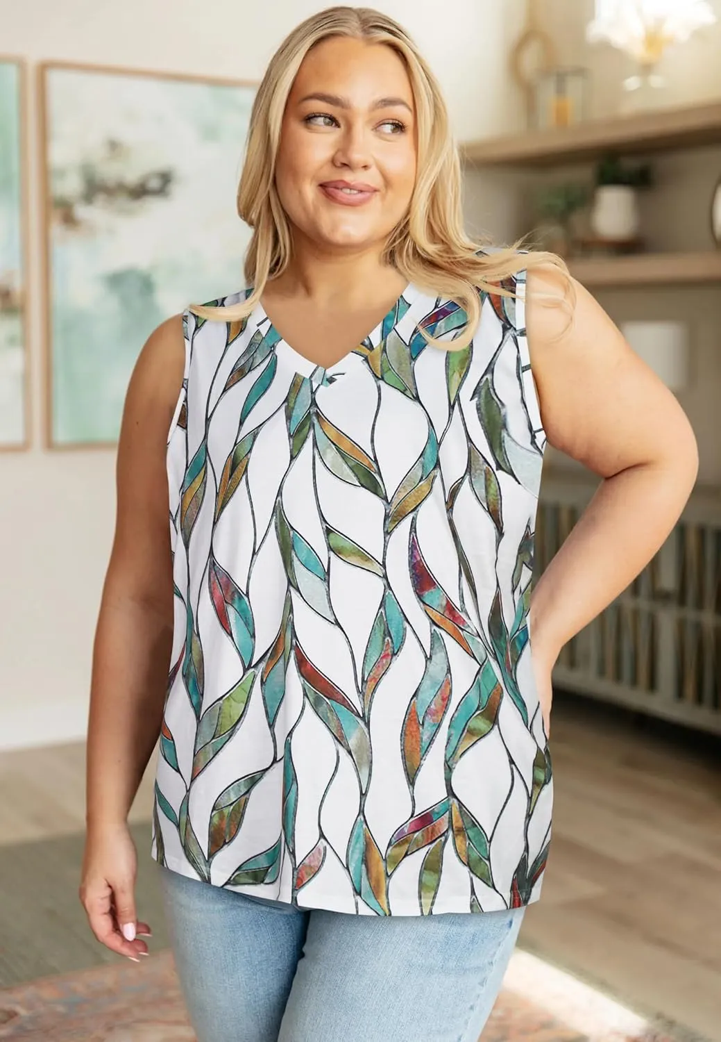 Plus Size Tanks Women Summer Top V Neck Sleeveless Top Loose Fit Tee Workout Shirts