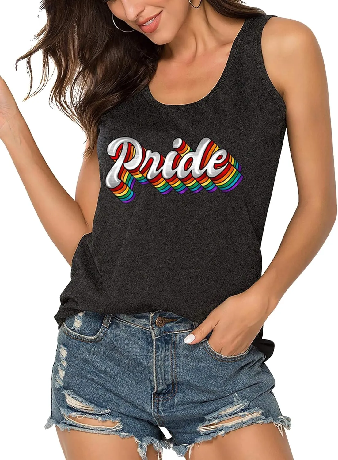 Pride Tank Top Women Rainbow Sleeveless Shirt LGBT Equality Tanks Gay Pride Casual Summer Shirt Vest Top