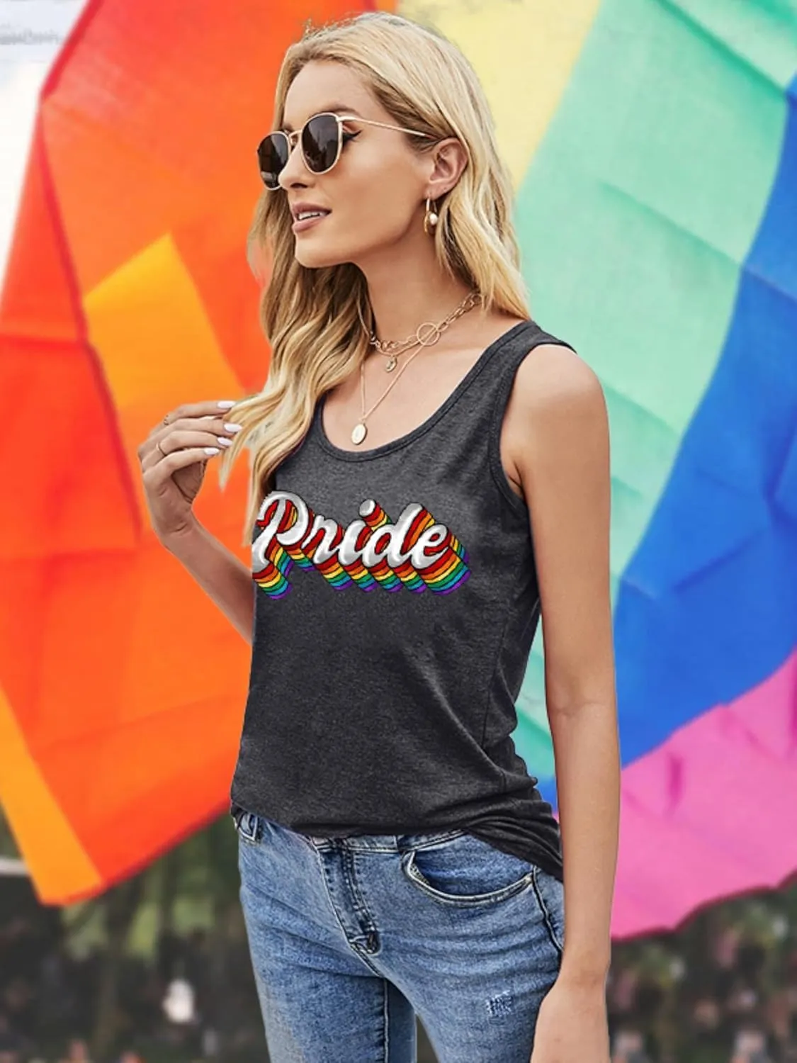 Pride Tank Top Women Rainbow Sleeveless Shirt LGBT Equality Tanks Gay Pride Casual Summer Shirt Vest Top