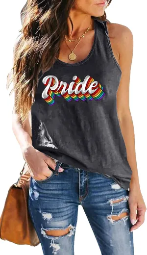Pride Tank Top Women Rainbow Sleeveless Shirt LGBT Equality Tanks Gay Pride Casual Summer Shirt Vest Top