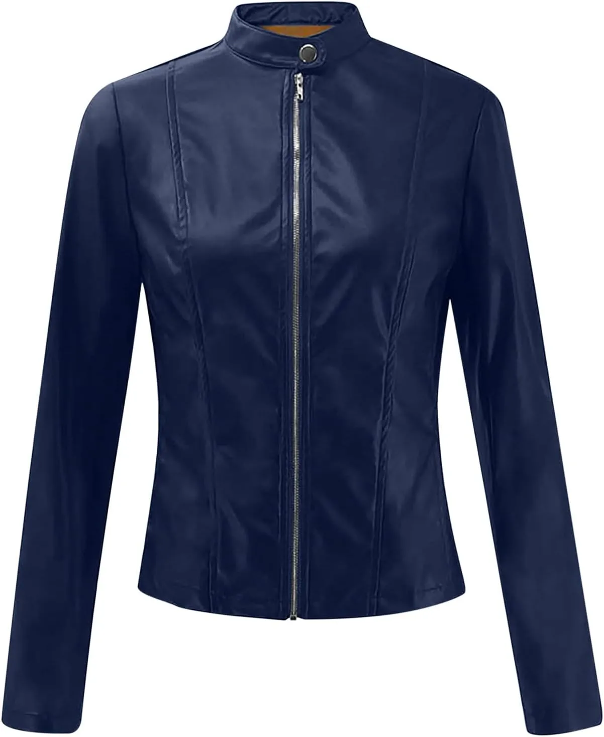 Women Faux Leather Jacket, Women's Zip Up Motorcycle Short PU Moto Biker Outwear Fitted Slim Coat Tops