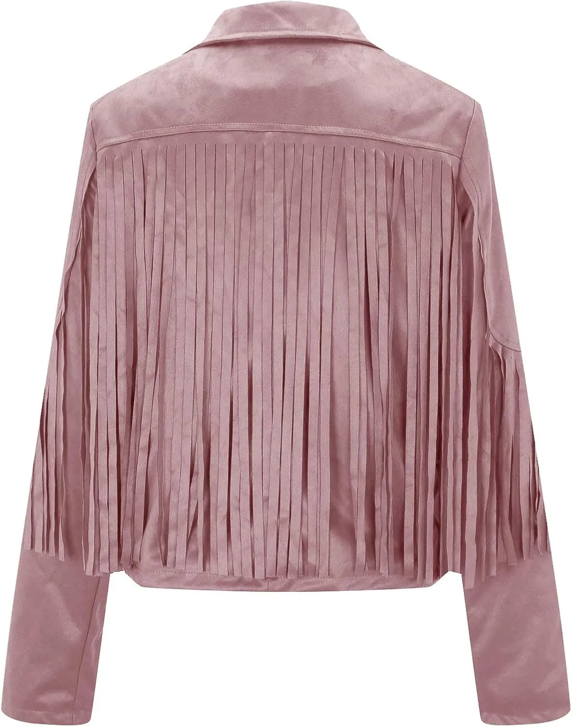 Women's Fringe Faux Suede Leather Jackets 2025 Fashion Tassel Motorcycle Cropped Coats Trendy Cardigan Outwear