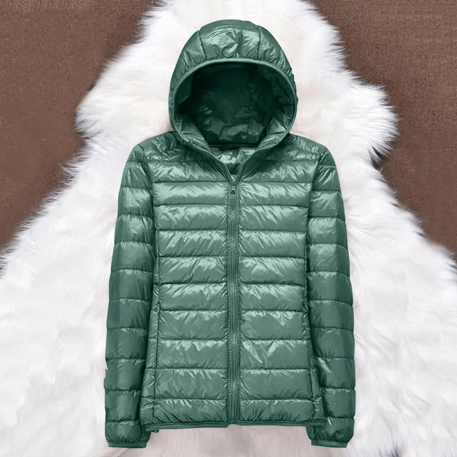 Womens Puffer Jacket 2024 Winter Warm Packable Down Jacket Lightweight Slim Fit Hooded Jacket Short Duck Down Coat