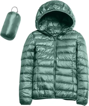 Womens Puffer Jacket 2024 Winter Warm Packable Down Jacket Lightweight Slim Fit Hooded Jacket Short Duck Down Coat