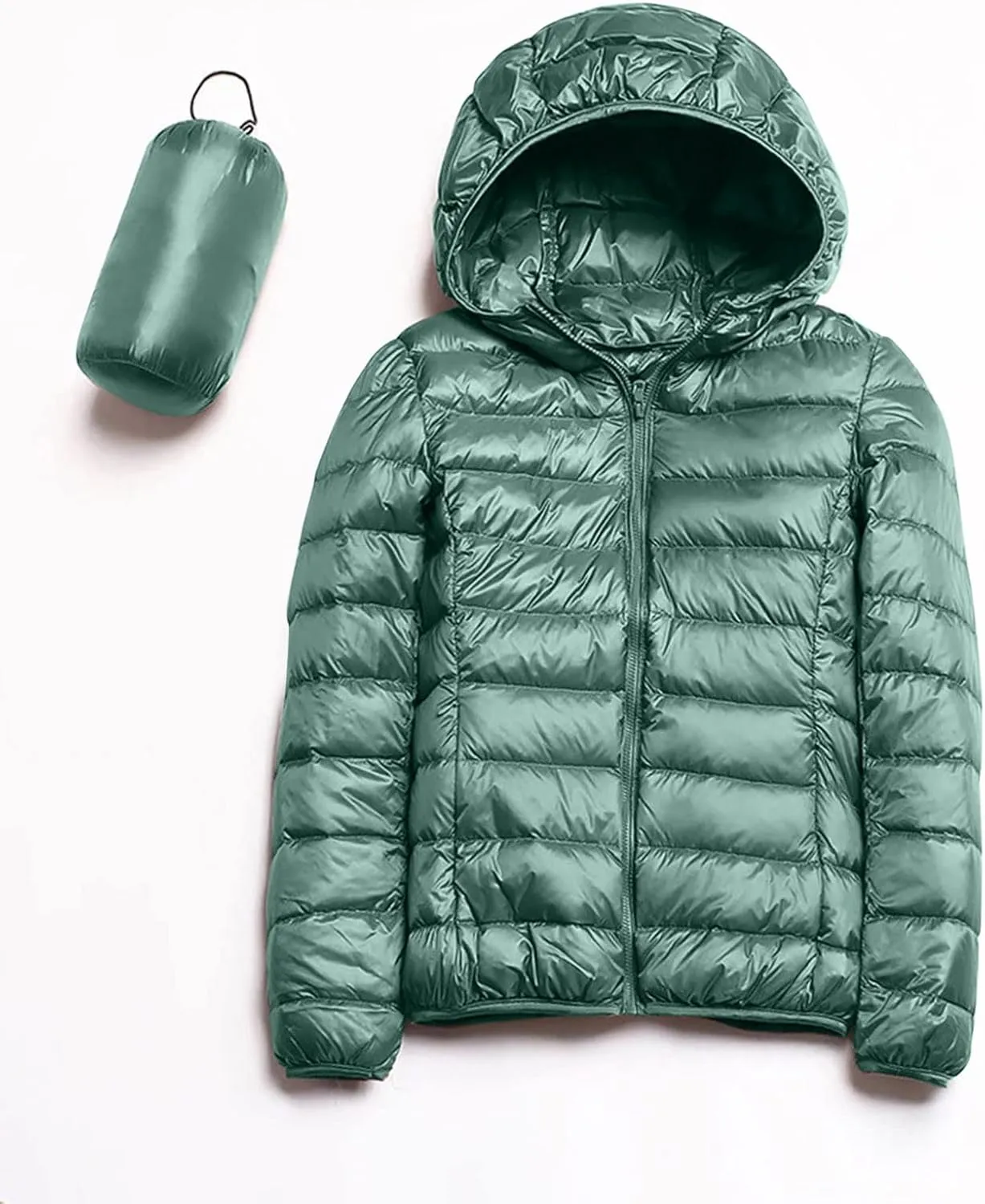 Womens Puffer Jacket 2024 Winter Warm Packable Down Jacket Lightweight Slim Fit Hooded Jacket Short Duck Down Coat