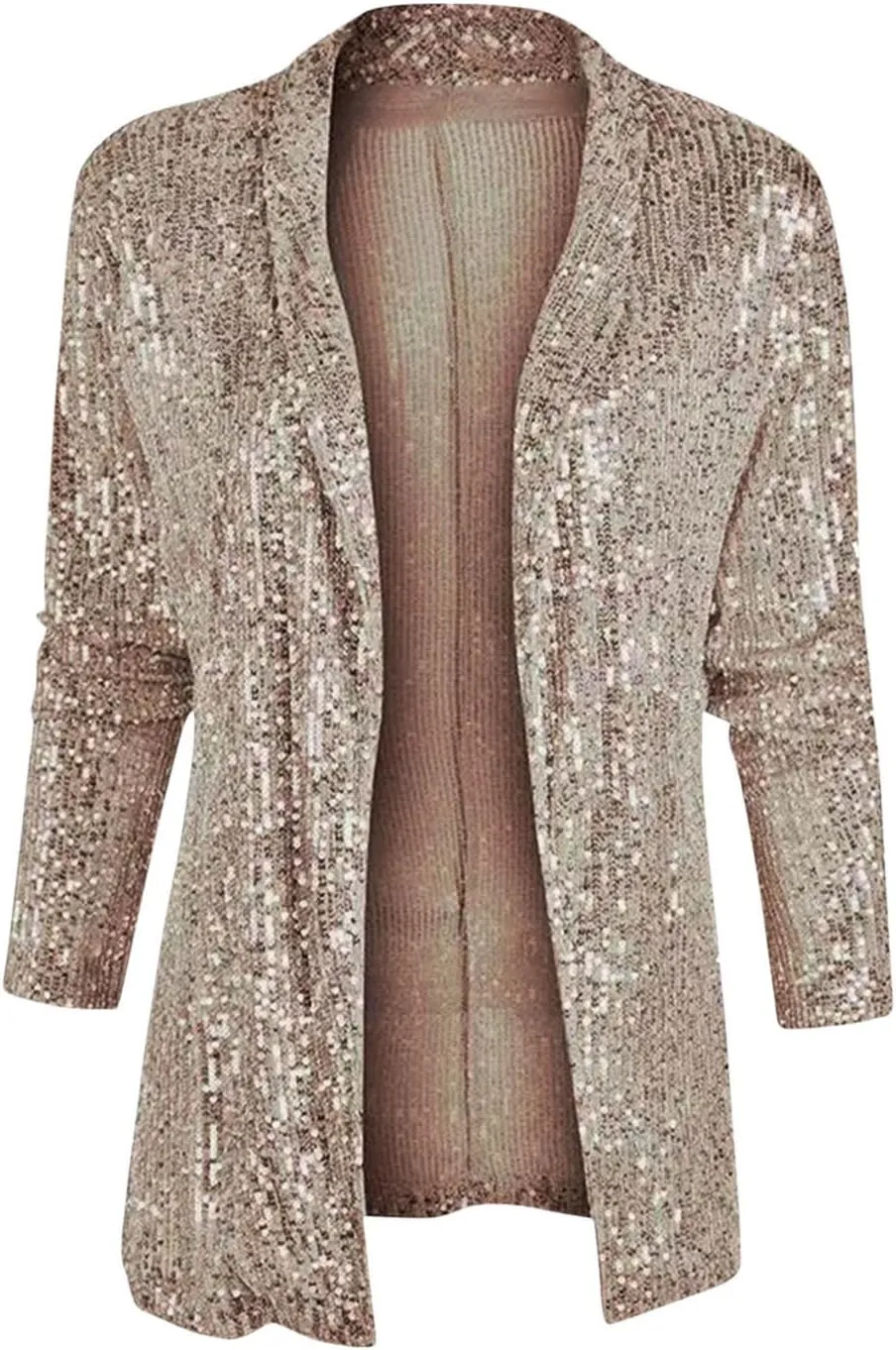 Women's Sequin Jackets Shiny Open Front Blazers Long Sleeve Glitter Sparkly Coats Party Casual Dressy Cardigan