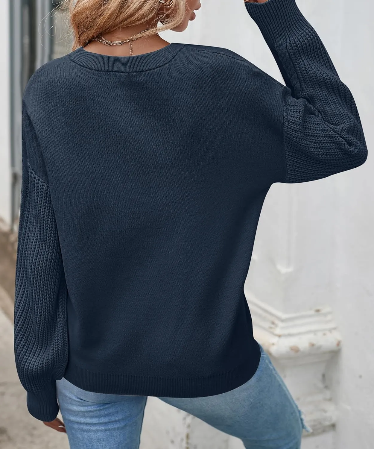 ZESICA Women's Fall Long Sleeve Crew Neck Solid Color Cable Knit Chunky Casual Oversized Pullover Sweater Tops